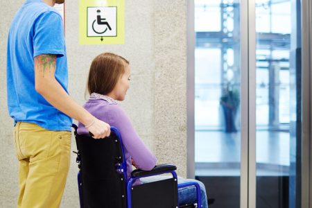handicapped waiting for elevator